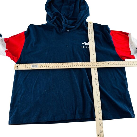 Hollister Boyfriend Tee Hoodie Small Navy Red White Cotton - Picture 4 of 6